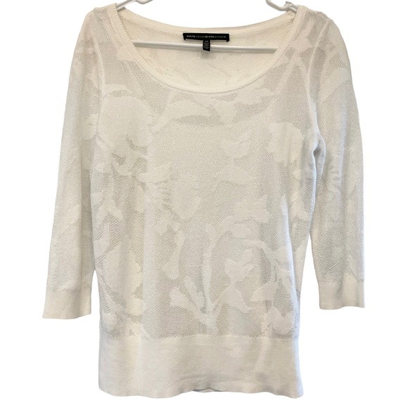 White House Black Market Sheer Floral Sweater - Picture 4 of 11